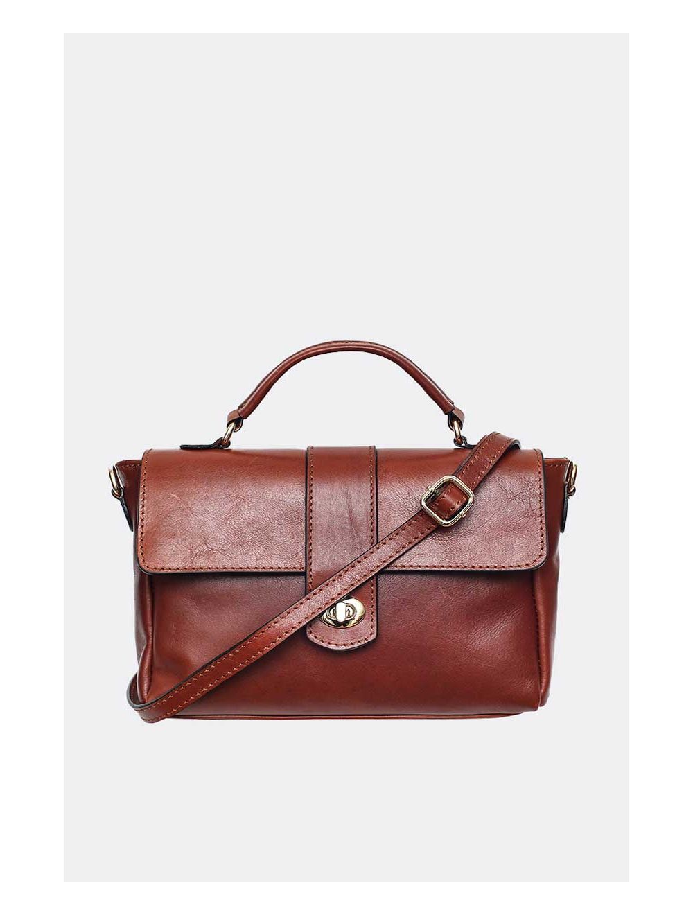 tom&eva Sac Cartable Avec Poignée En Cuir Vachette Collet-CECILIA 4045-MARRON