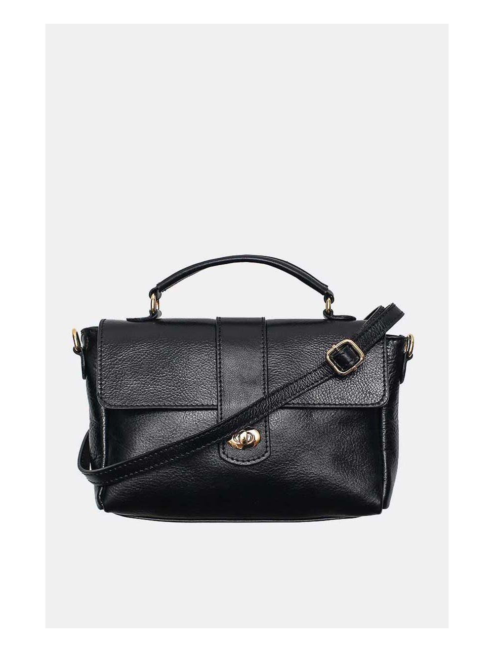 tom&eva Sac Cartable Avec Poignée En Cuir Vachette Collet-CECILIA 4045-NOIR