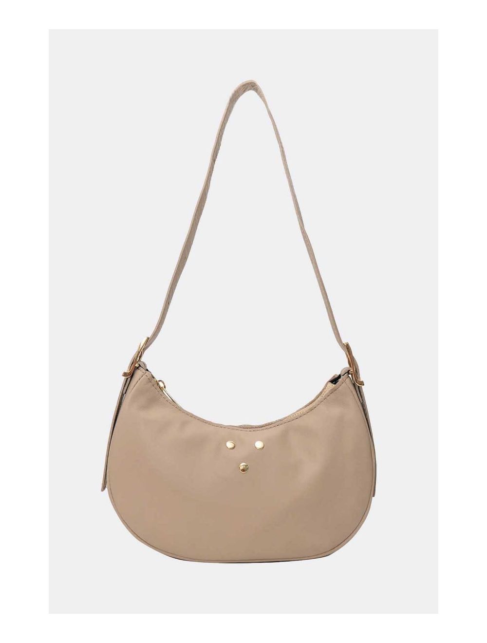 Tom&eva Sac Demi-lune Porté Crossé En Cuir De Vachette LAURINE 4124-Taupe