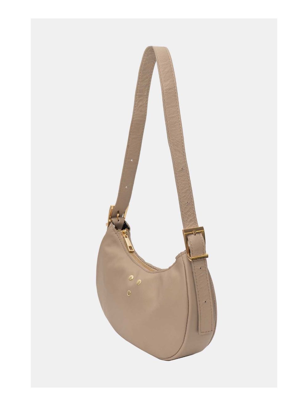 Tom&eva Sac Demi-lune Porté Crossé En Cuir De Vachette LAURINE 4124-Taupe