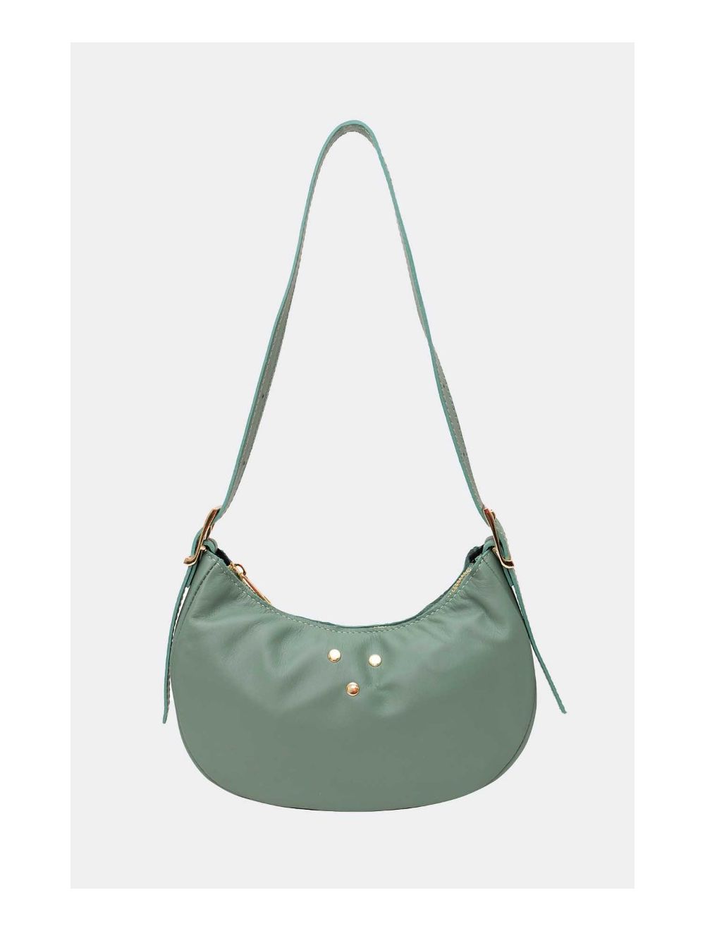 Tom&eva Sac Demi-lune Porté Crossé En Cuir De Vachette LAURINE 4124-Vert Clair