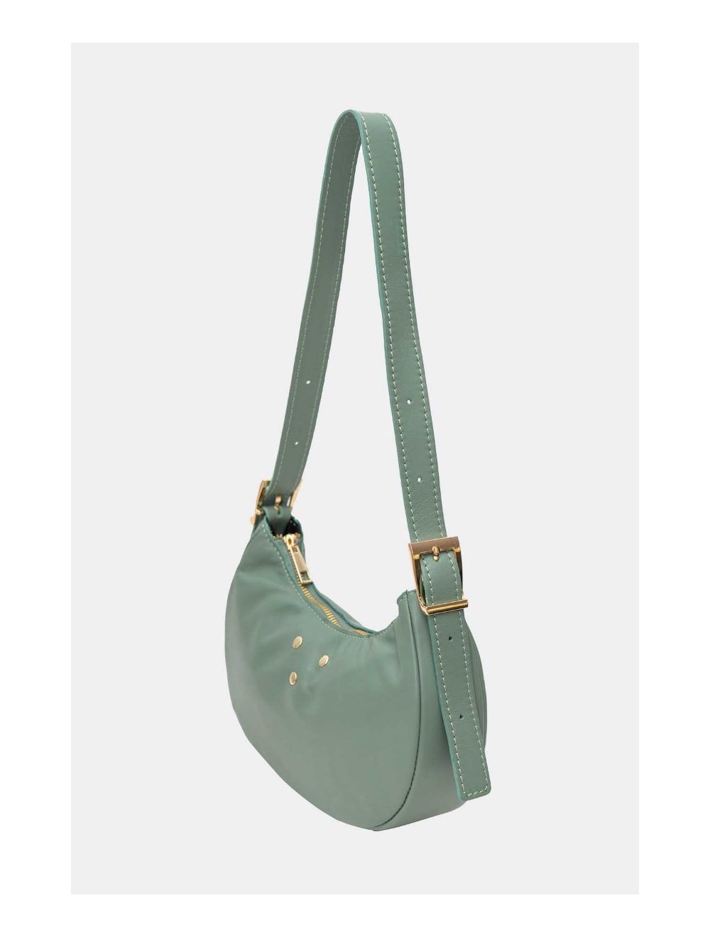 Tom&eva Sac Demi-lune Porté Crossé En Cuir De Vachette LAURINE 4124-Vert Clair