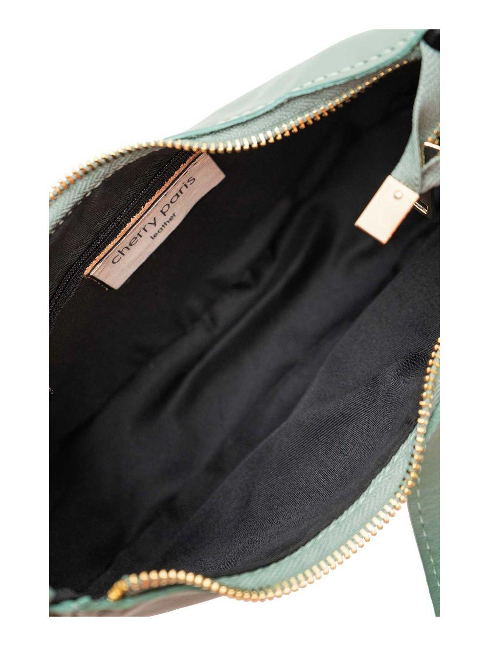 tom&eva Sac Demi-lune Porté Crossé En Cuir de Vachette LAURINE 4124-Vert Clair