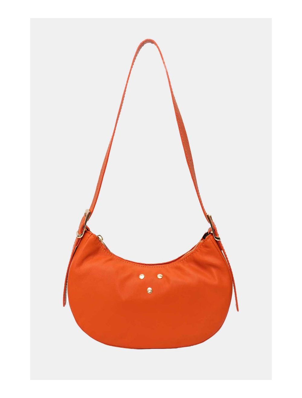 Tom&eva Sac Demi-lune Porté Crossé En Cuir De Vachette LAURINE 4124-Rouille
