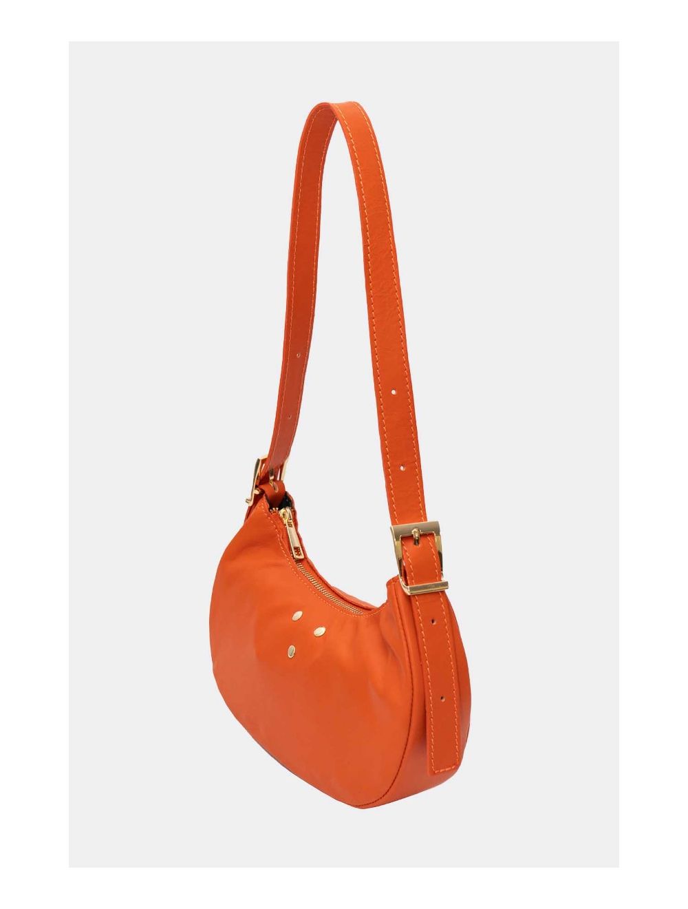 Tom&eva Sac Demi-lune Porté Crossé En Cuir De Vachette LAURINE 4124-Rouille