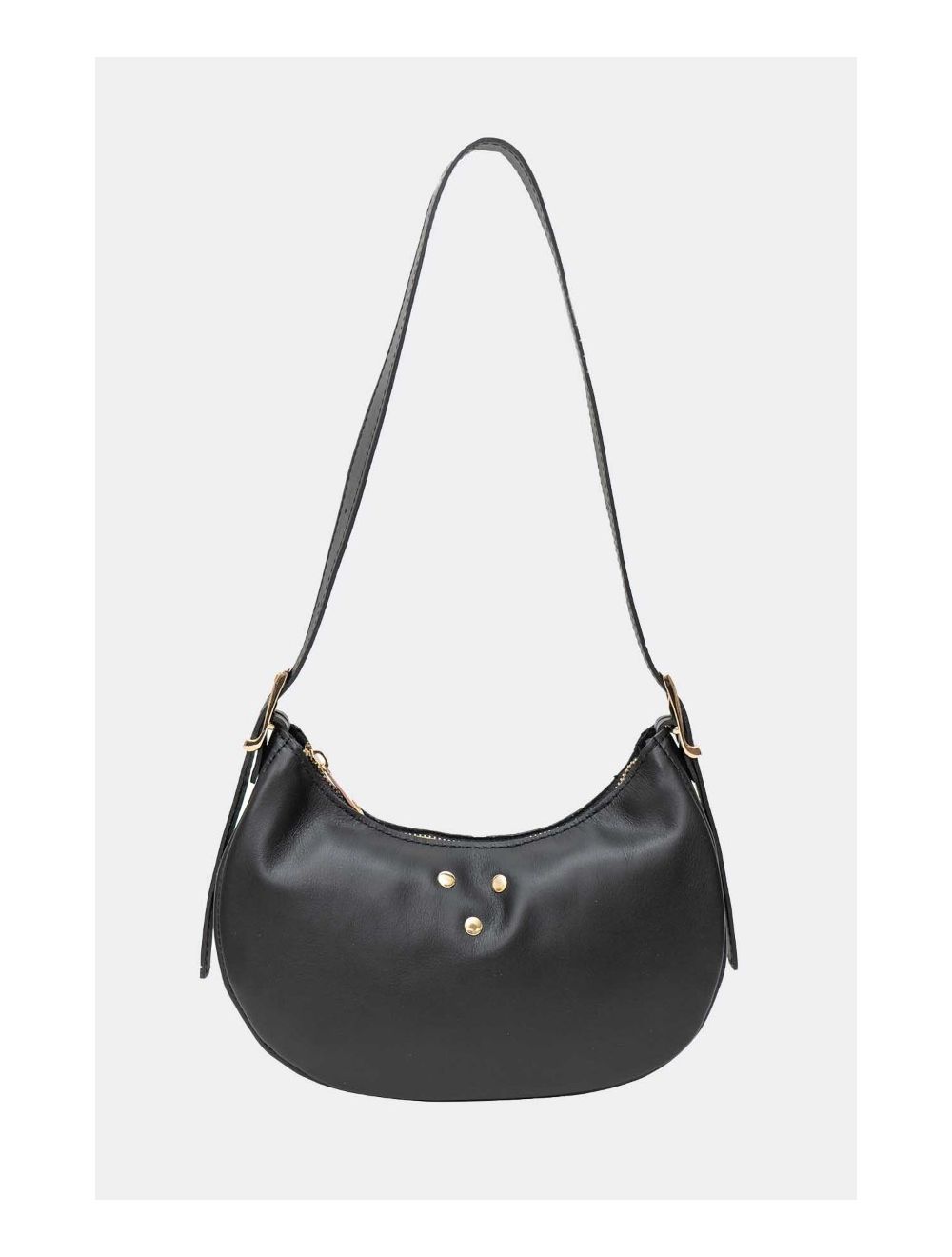 Tom&eva Sac Demi-lune Porté Crossé En Cuir De Vachette LAURINE 4124-Noir
