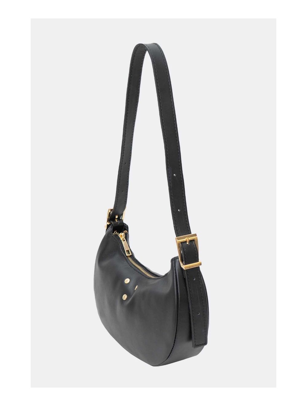Tom&eva Sac Demi-lune Porté Crossé En Cuir De Vachette LAURINE 4124-Noir