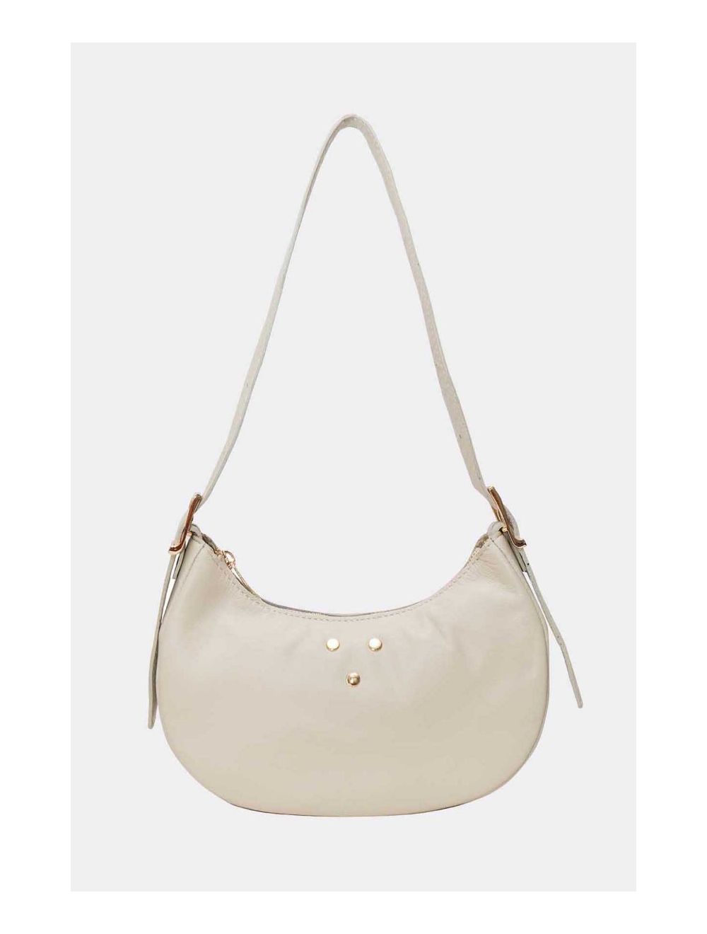 Tom&eva Sac Demi-lune Porté Crossé En Cuir De Vachette LAURINE 4124-Beige