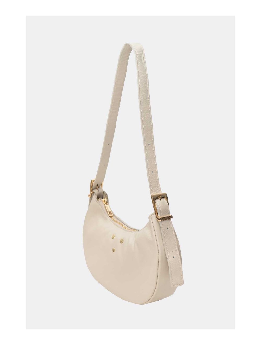 Tom&eva Sac Demi-lune Porté Crossé En Cuir De Vachette LAURINE 4124-Beige