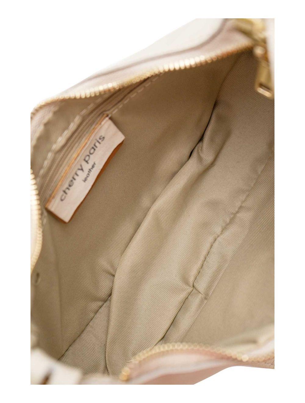 tom&eva Sac Demi-lune Porté Crossé En Cuir de Vachette LAURINE 4124-Beige