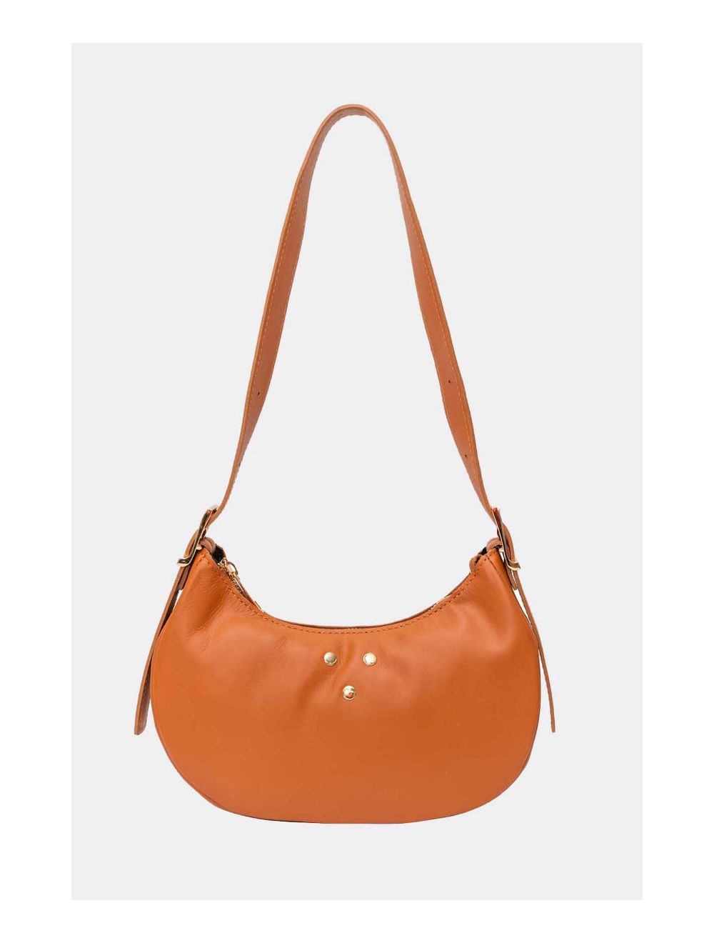 Tom&eva Sac Demi-lune Porté Crossé En Cuir De Vachette LAURINE 4124-Camel