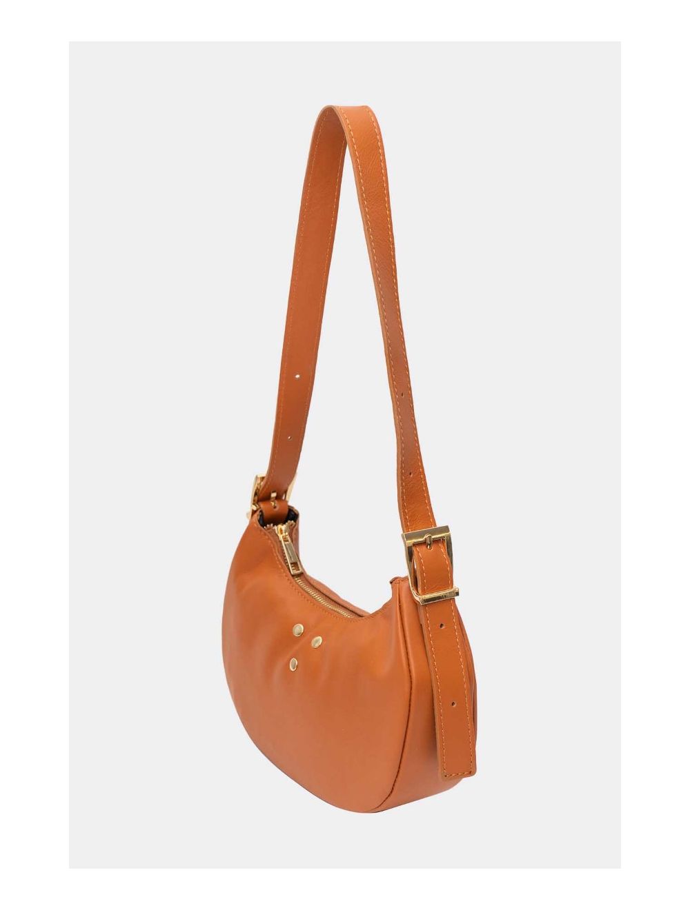 Tom&eva Sac Demi-lune Porté Crossé En Cuir De Vachette LAURINE 4124-Camel