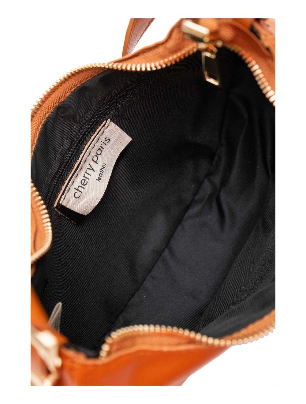 tom&eva Sac Demi-lune Porté Crossé En Cuir de Vachette LAURINE 4124-Camel
