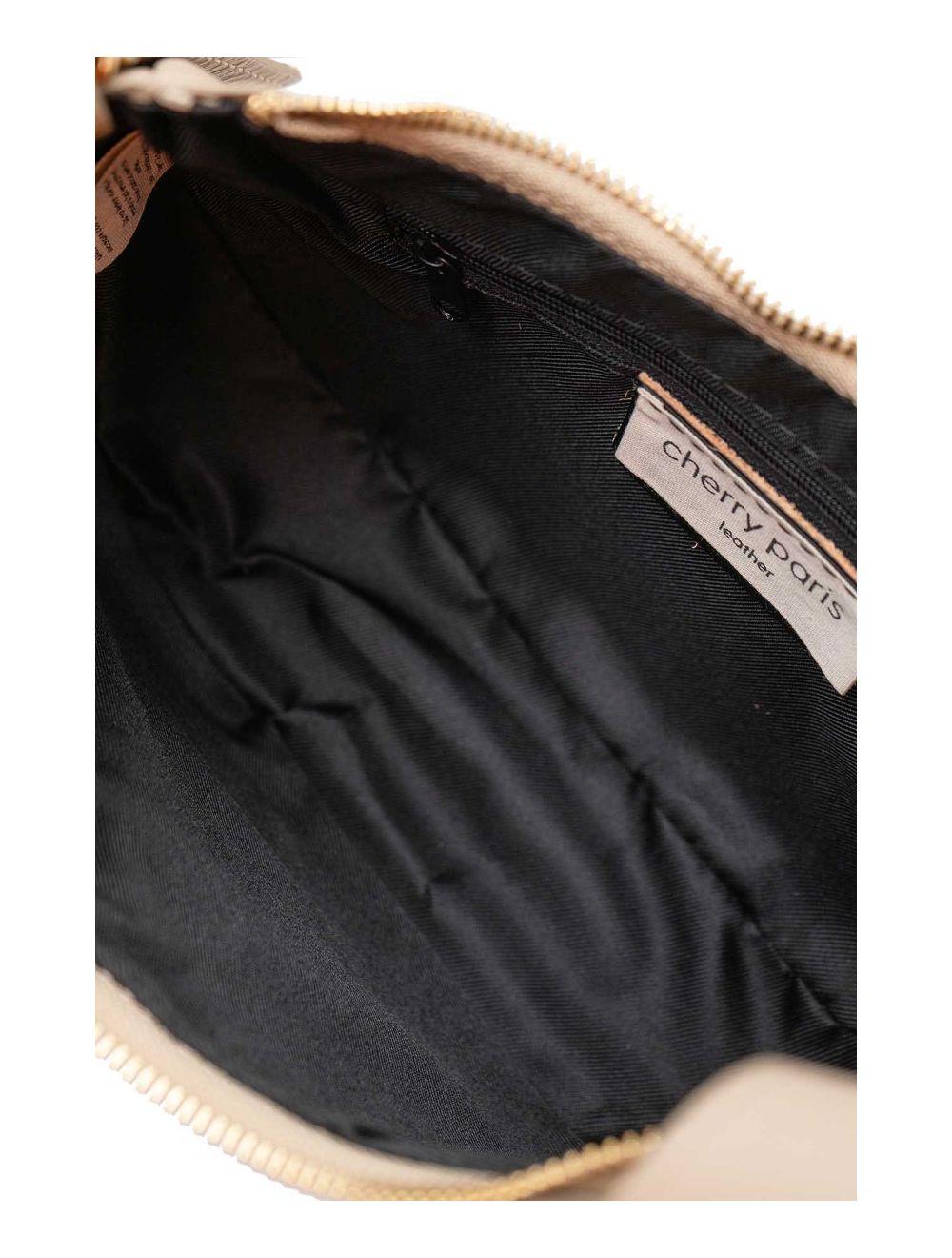 tom&eva Sac Demi-lune Porté Crossé En Cuir de Vachette LAURINE 4124-Taupe