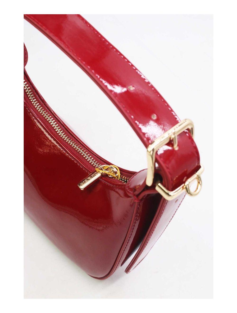 Tom&eva Sac Demi Lune Verni Minimaliste 24P-5910-Bordeaux