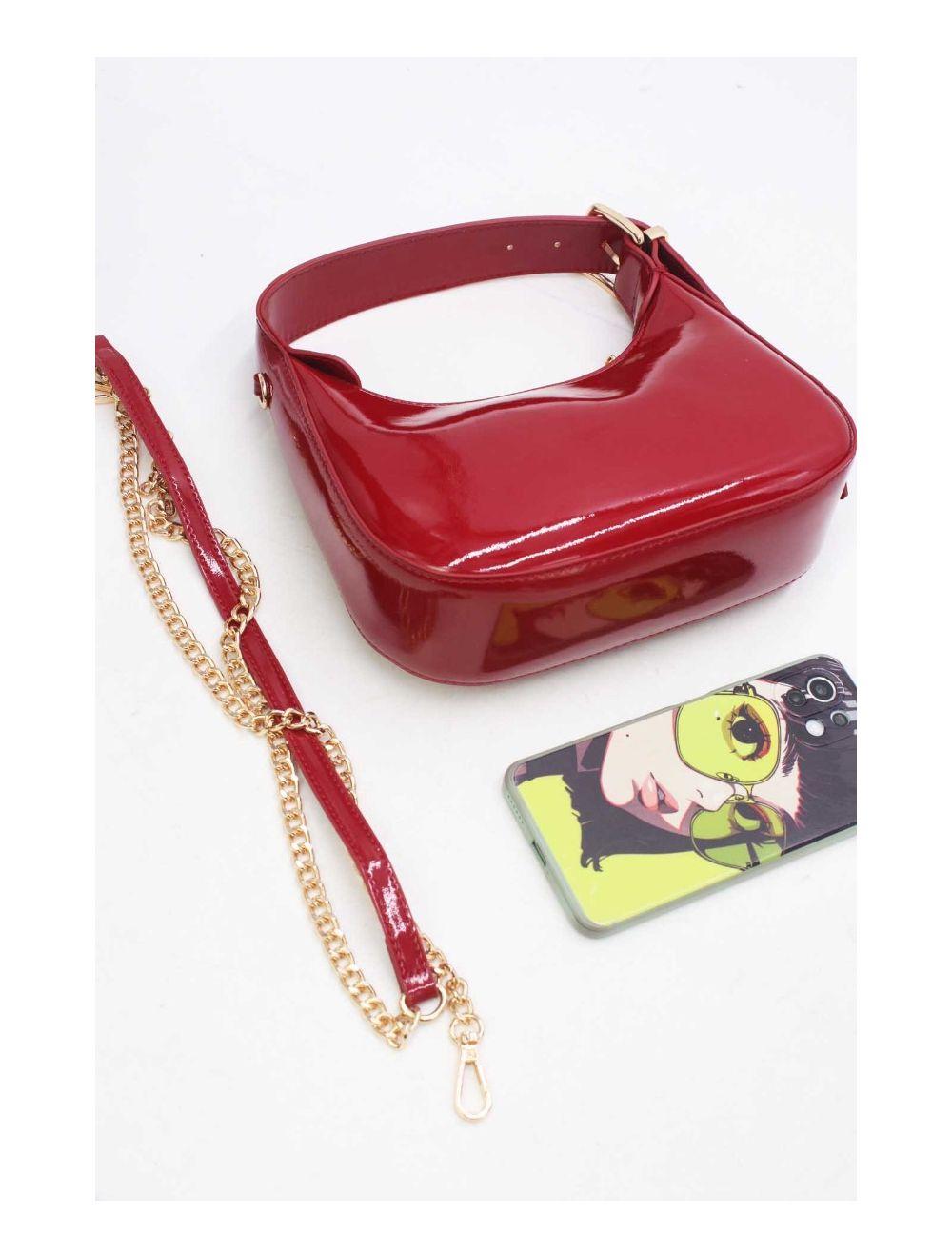 tom&eva Sac Demi Lune Verni Minimaliste 24P-5910-Bordeaux