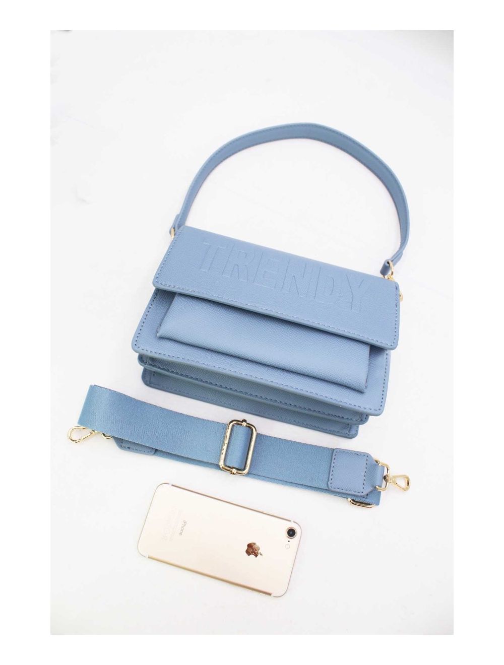 Tom&eva Sac Double Porté Effet Cuir Grainé 24P-6084-Bleu