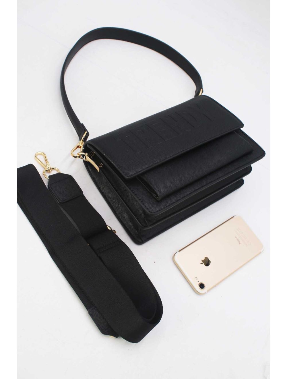 tom&eva Sac Double Porté Effet Cuir Grainé 24P-6084-Noir