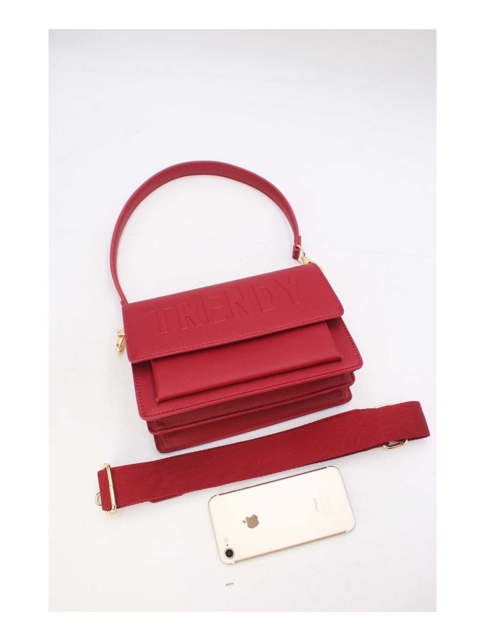 Tom&eva Sac Double Porté Effet Cuir Grainé 24P-6084-Rouge