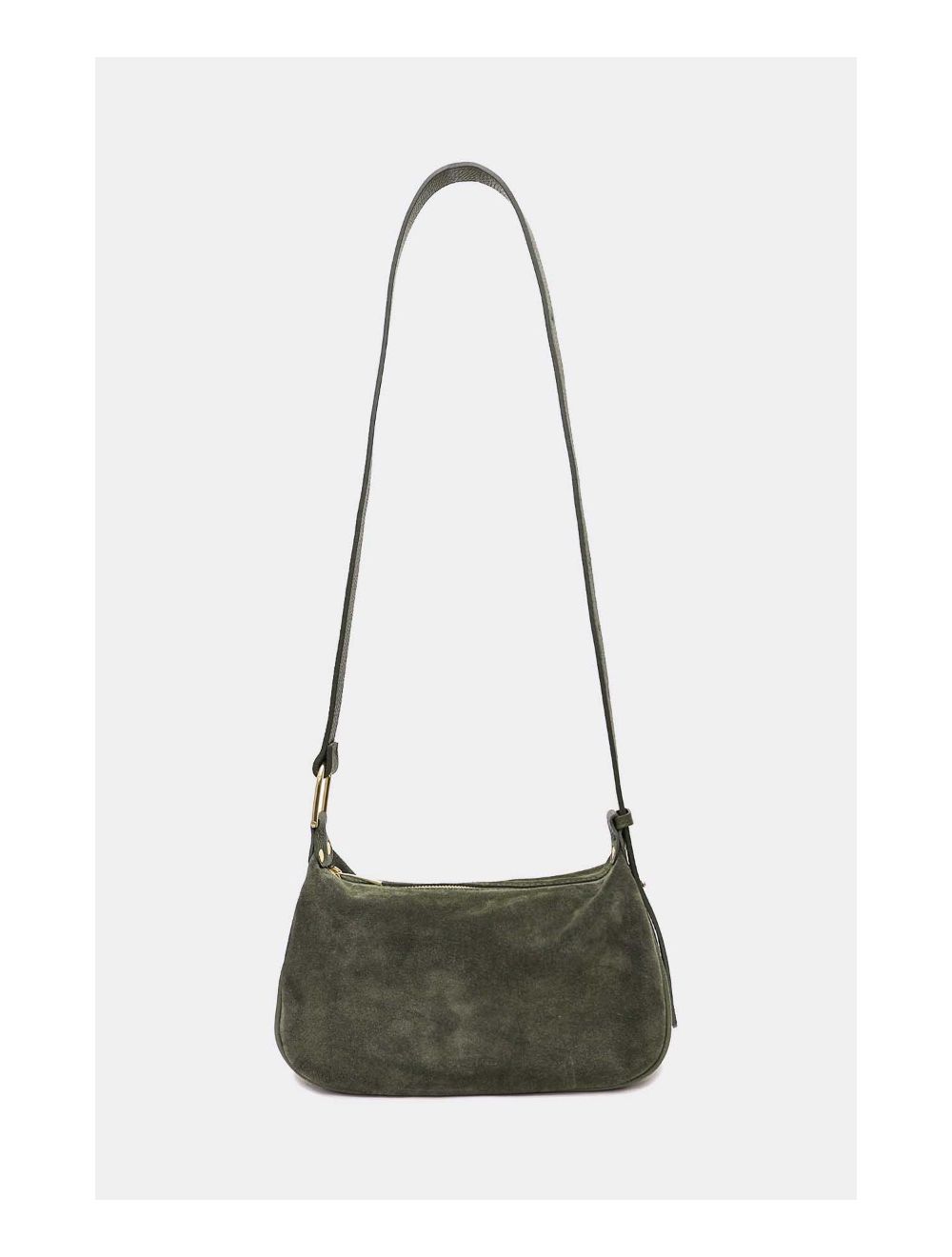 Tom&eva Sac Double Porté En Croûte De Cuir Vachette Suède 4159 AMICIE SUEDE-Kaki