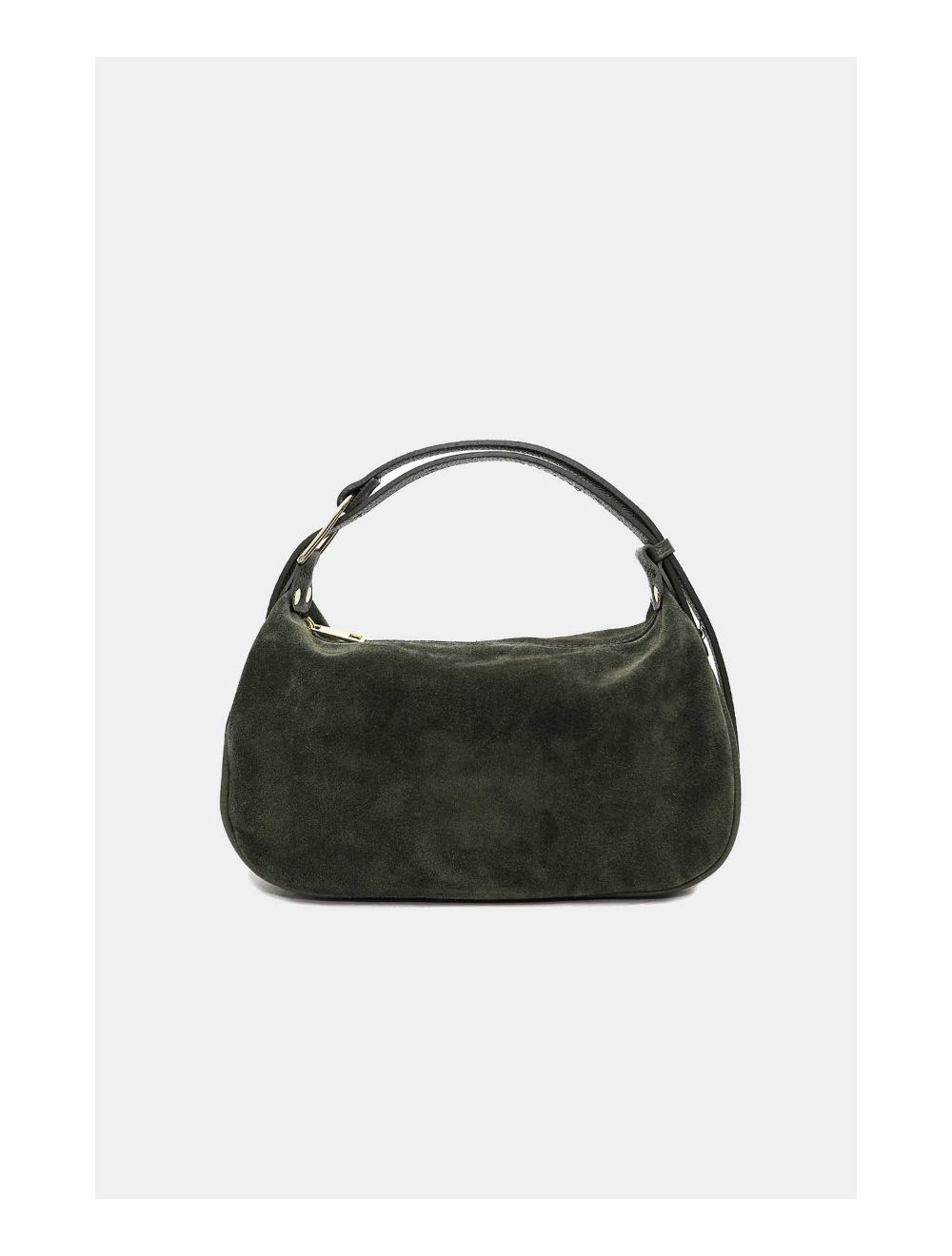 tom&eva Sac Double Porté En Croûte de Cuir Vachette Suède 4159 AMICIE SUEDE-Kaki