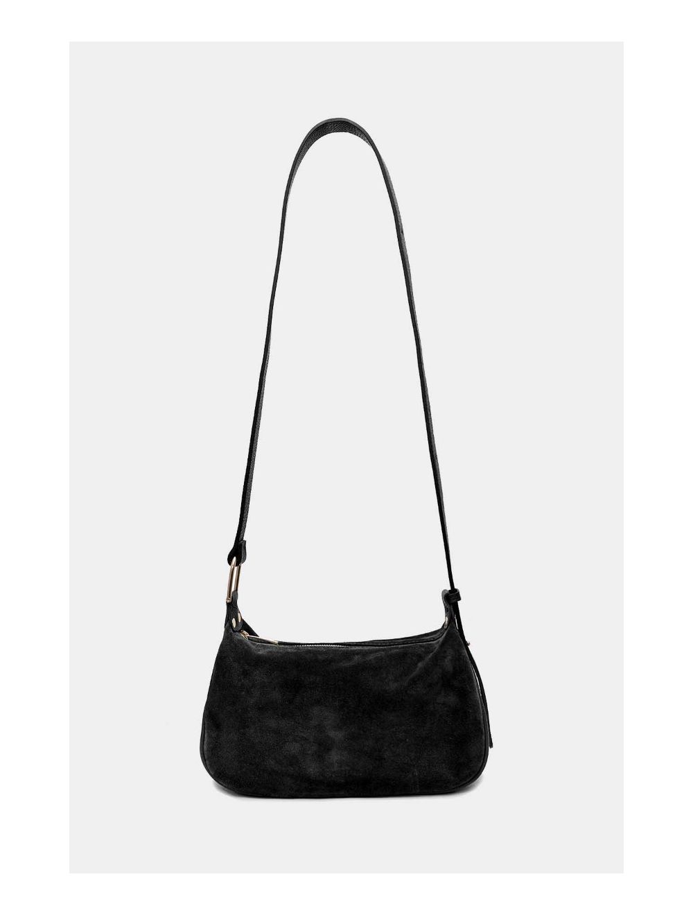Tom&eva Sac Double Porté En Croûte De Cuir Vachette Suède 4159 AMICIE SUEDE-Noir