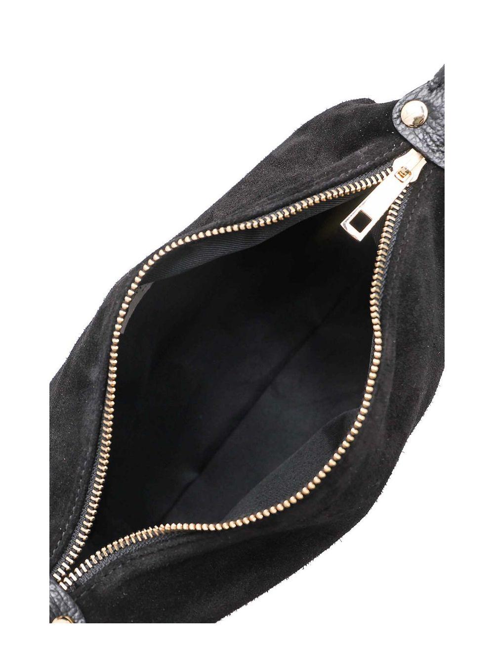 tom&eva Sac Double Porté En Croûte de Cuir Vachette Suède 4159 AMICIE SUEDE-Noir