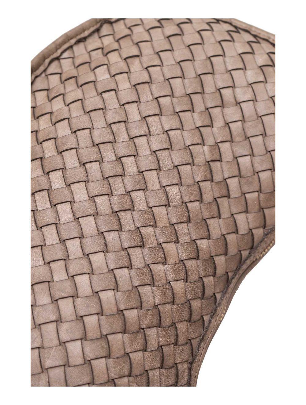 Tom&eva Sac Hobbo En Croûte Cuir Vachette Tressé-MELUSINE 4113-Taupe