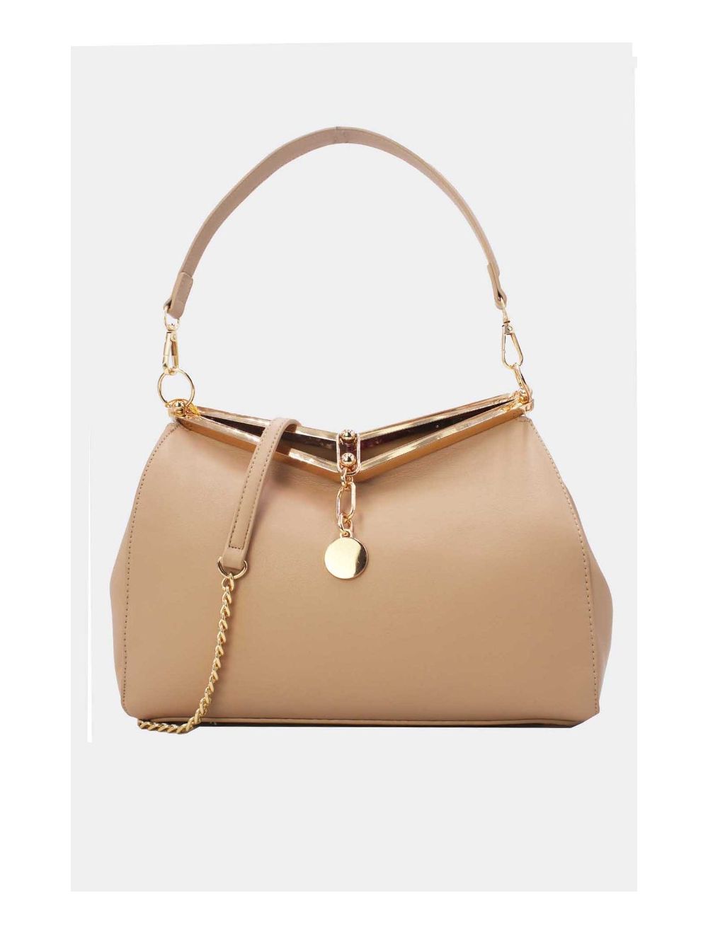 Tom&eva Sac Hobo Effet Cuir Verni Fermoir Métal 24B-5922-Abricot