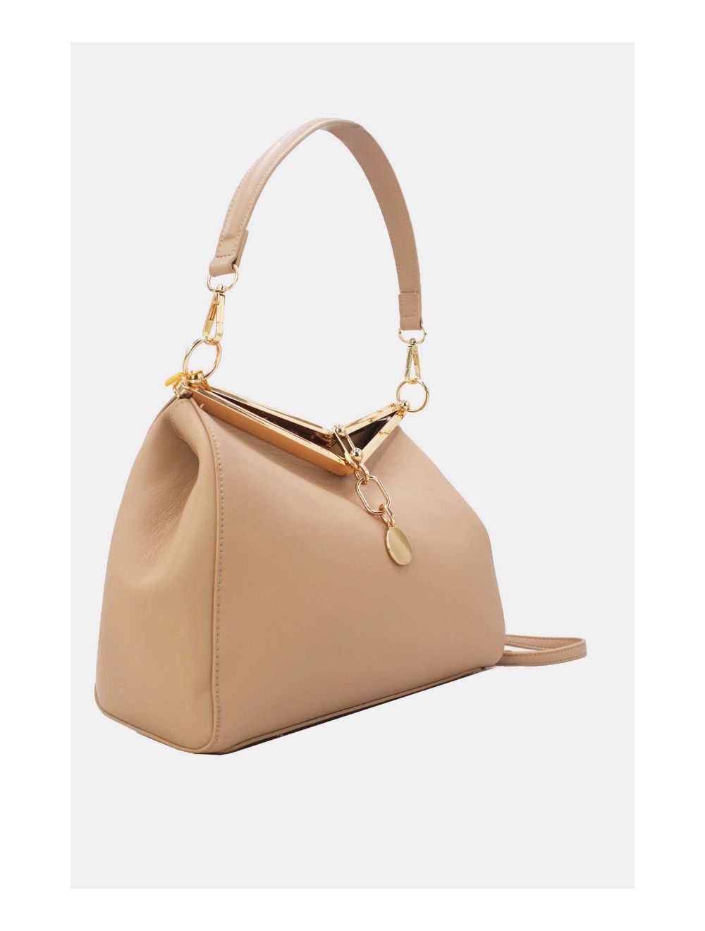 Tom&eva Sac Hobo Effet Cuir Verni Fermoir Métal 24B-5922-Abricot
