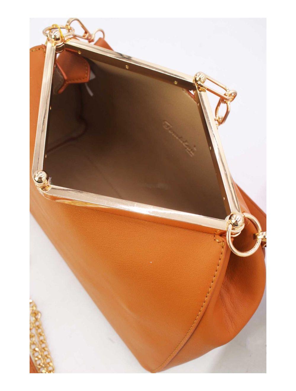 tom&eva Sac Hobo Effet Cuir Verni Fermoir Métal 24B-5922-Marron