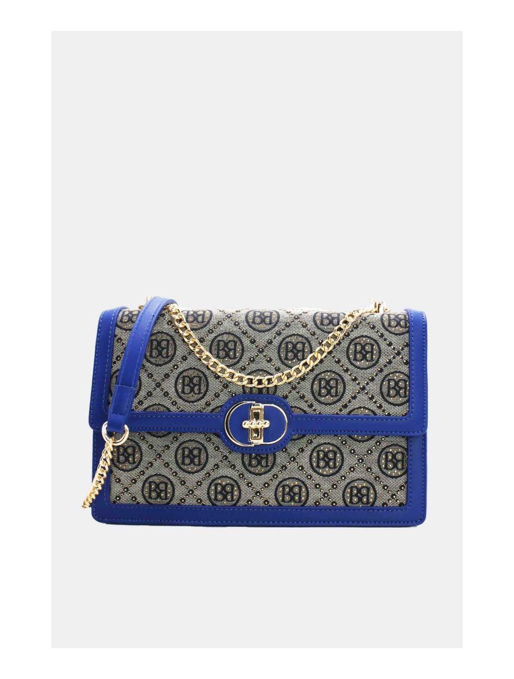 Tom&eva Sac Monogramme Double Porté Avec Bandoulière Chaîne-22B-5672-Blue