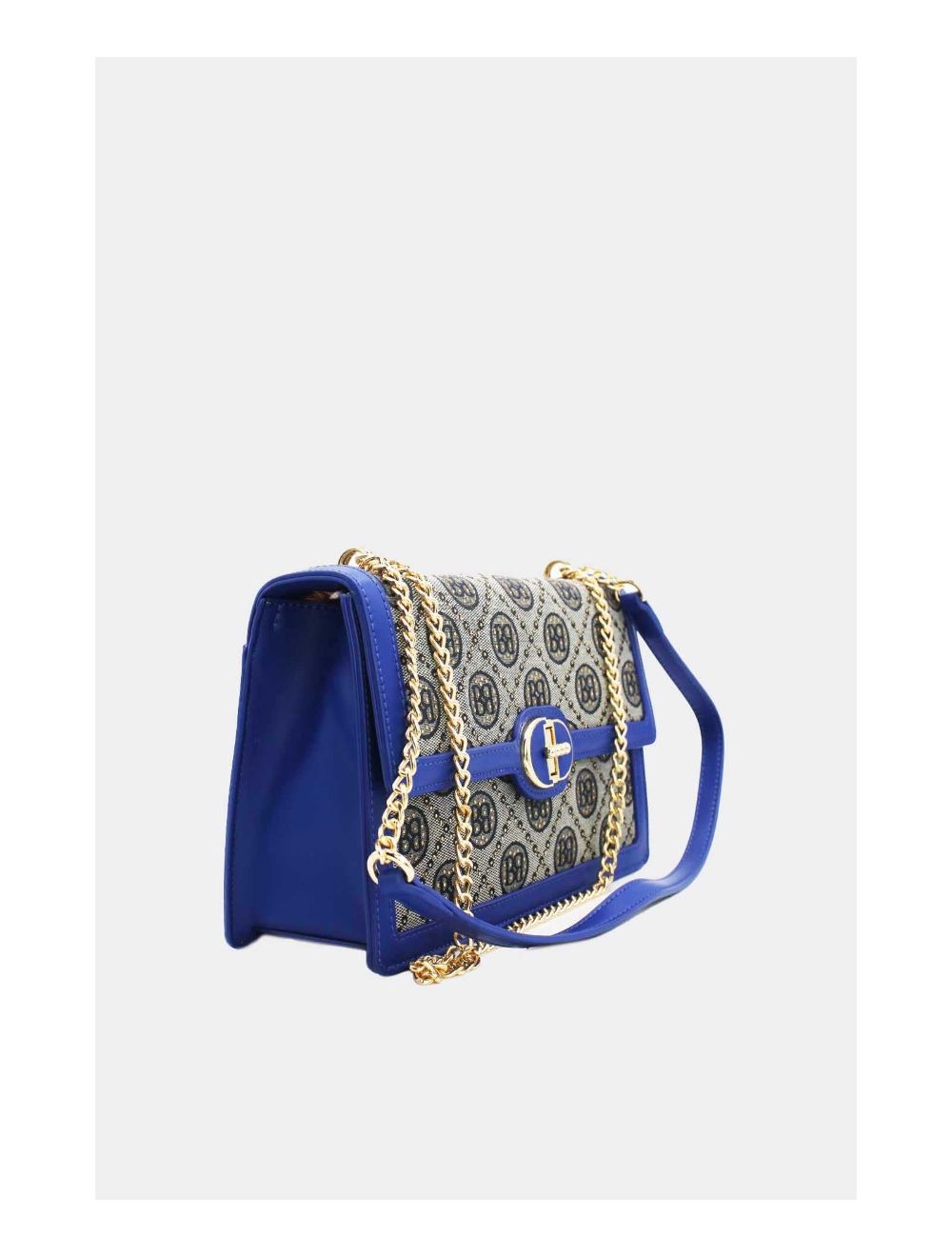 Tom&eva Sac Monogramme Double Porté Avec Bandoulière Chaîne-22B-5672-Blue