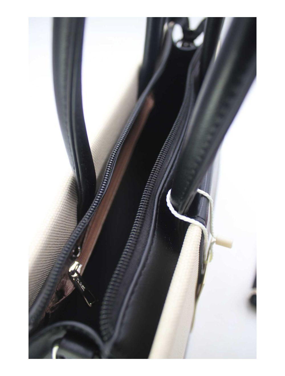 tom&eva Sac Ordinateur Femme Bi-matière 24B-6003-Beige/Black