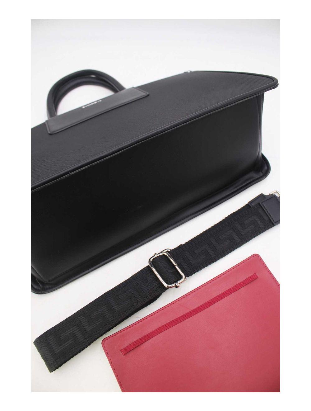 Tom&eva Sac Ordinateur Femme Bi-matière 24B-6003-Black/Black