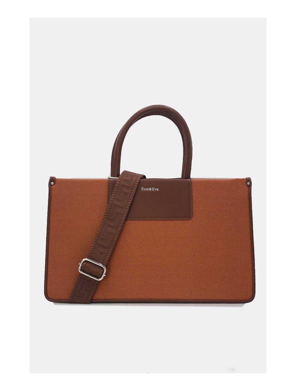 tom&eva Sac Ordinateur Femme Bi-matière 24B-6003-Brown/Coffee