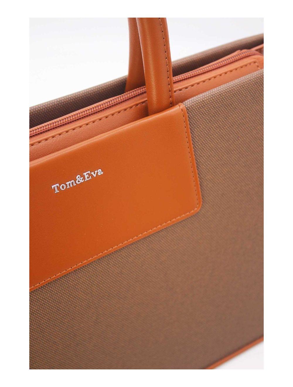 tom&eva Sac Ordinateur Femme Bi-matière 24B-6003-Coffee/Brown