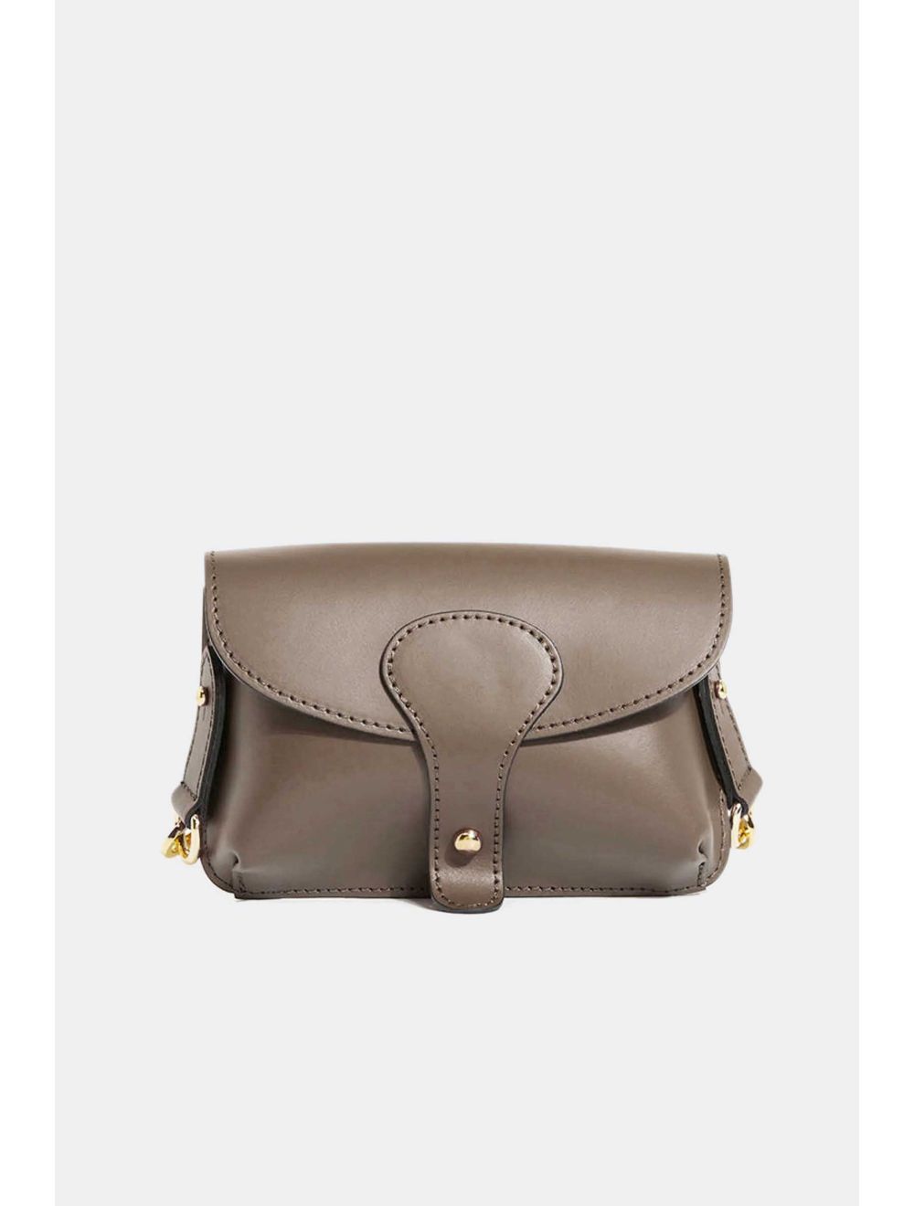 Tom&eva Sac Pochette Banane En Croûte De Cuir De Vachette Lisse-3968 PHILOMENE -TAUPE FONCÉ