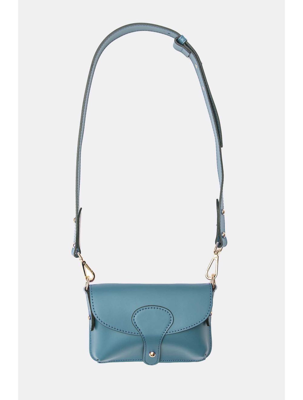 Tom&eva Sac Pochette Banane En Croûte De Cuir De Vachette Lisse-PHILOMENE 3968-BLEU GIVRE