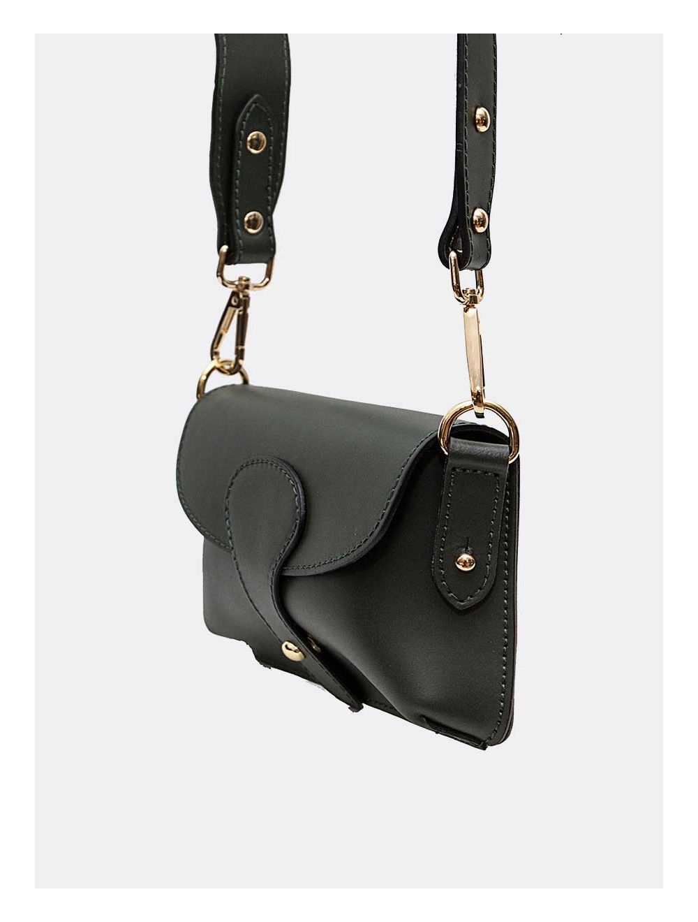 Tom&eva Sac Pochette Banane En Croûte De Cuir De Vachette Lisse-PHILOMENE 3968-VERT