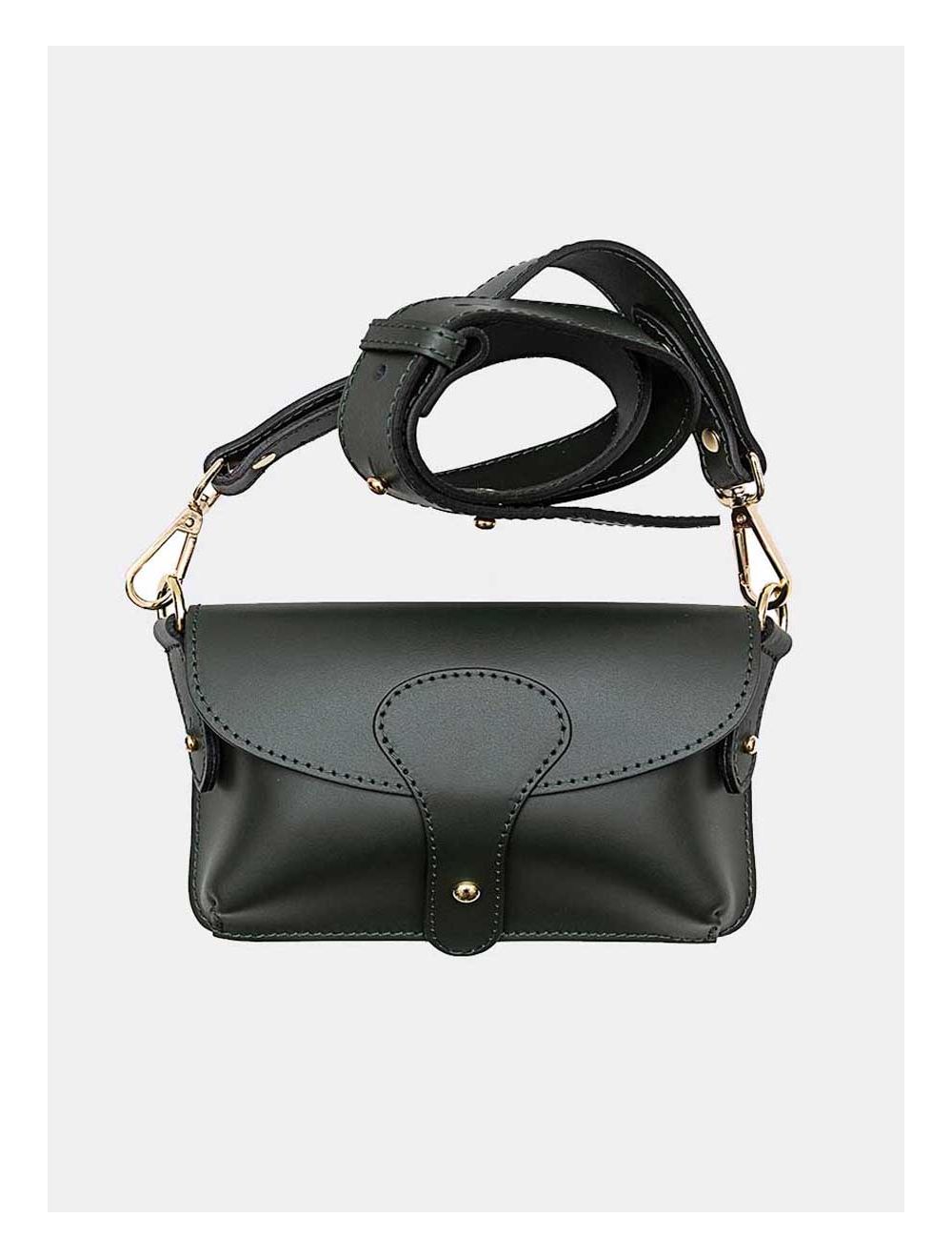 tom&eva Sac pochette banane en croûte de cuir de vachette lisse-PHILOMENE 3968-VERT