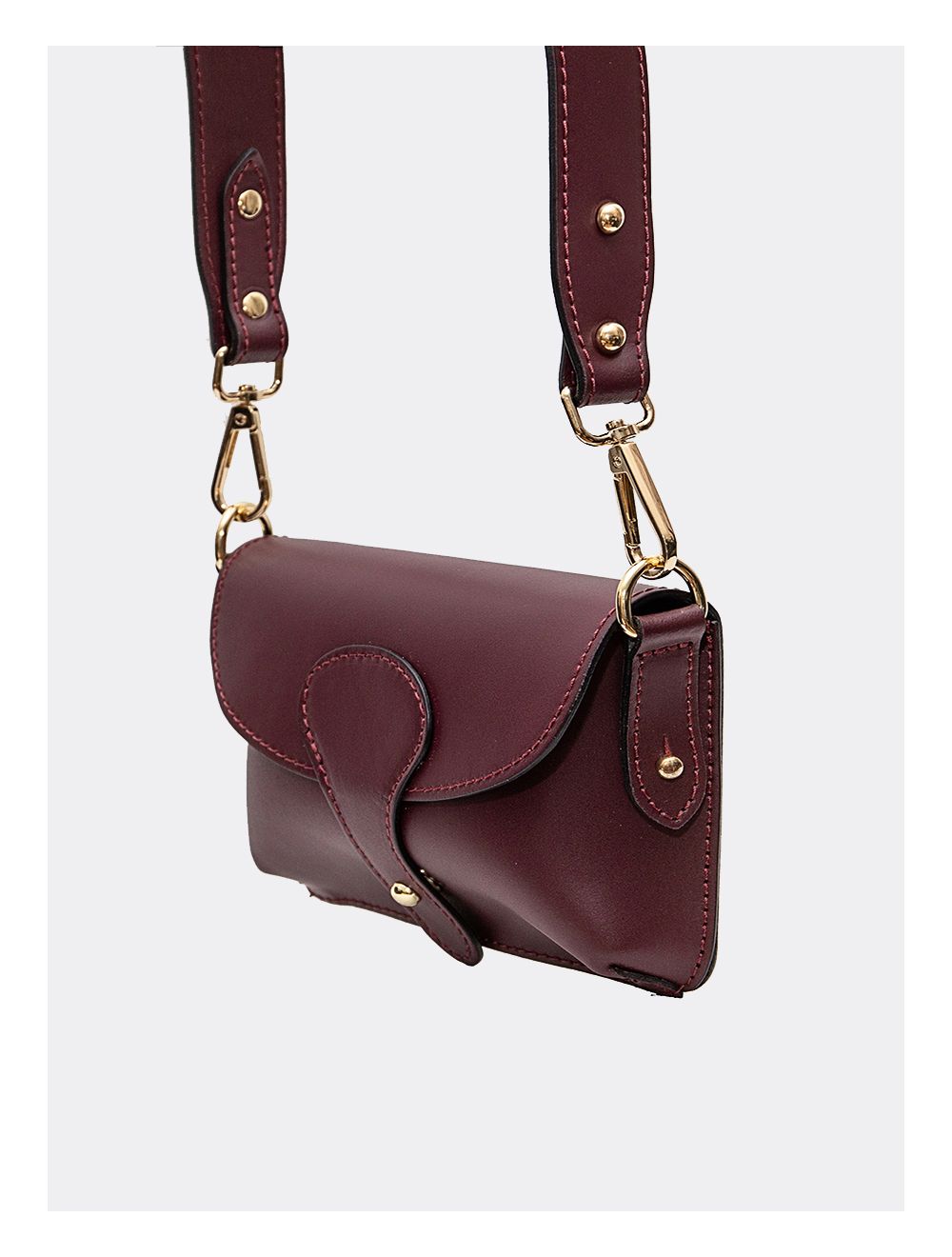 Tom&eva Sac Pochette Banane En Croûte De Cuir De Vachette Lisse-PHILOMENE 3968-BORDEAUX