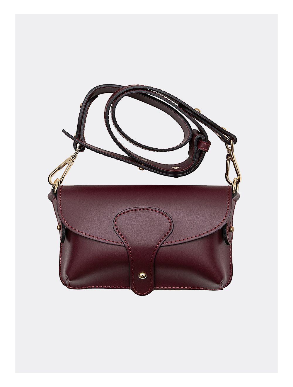tom&eva Sac pochette banane en croûte de cuir de vachette lisse-PHILOMENE 3968-BORDEAUX