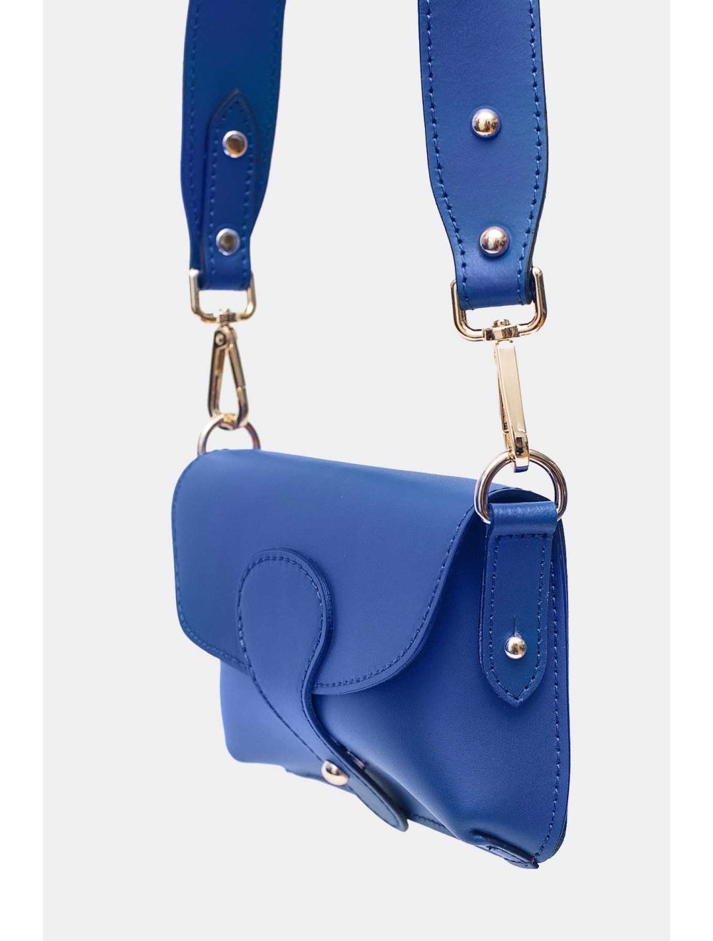Tom&eva Sac Pochette Banane En Croûte De Cuir De Vachette Lisse-PHILOMENE 3968-BLEU ROI