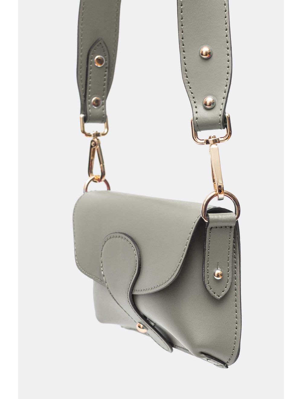 Tom&eva Sac Pochette Banane En Croûte De Cuir De Vachette Lisse-3968 PHILOMENE-Taupe