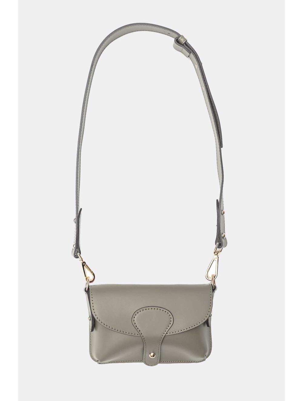 tom&eva Sac pochette banane en croûte de cuir de vachette lisse-3968 PHILOMENE-Taupe