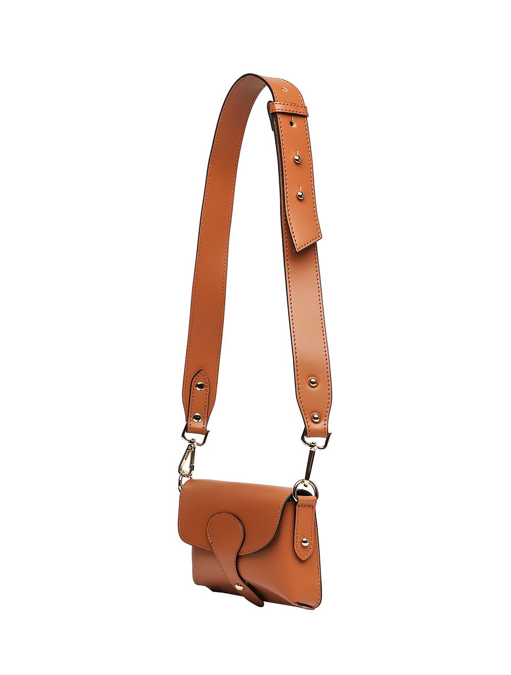 Tom&eva Sac Pochette Banane En Croûte De Cuir De Vachette Lisse-3968-Cognac