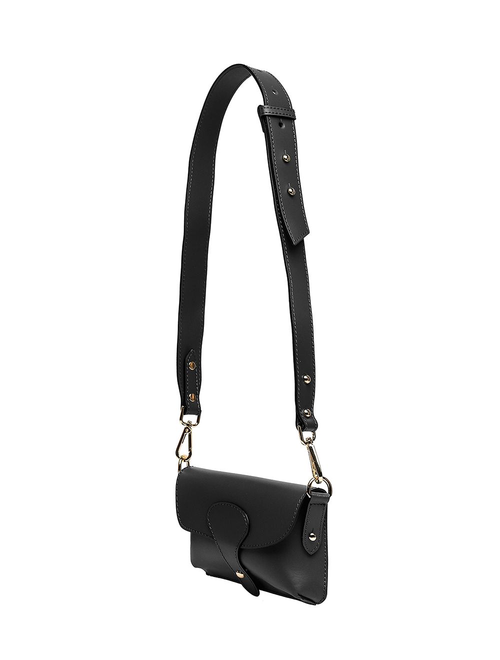 Tom&eva Sac Pochette Banane En Croûte De Cuir De Vachette Lisse-3968-Noir