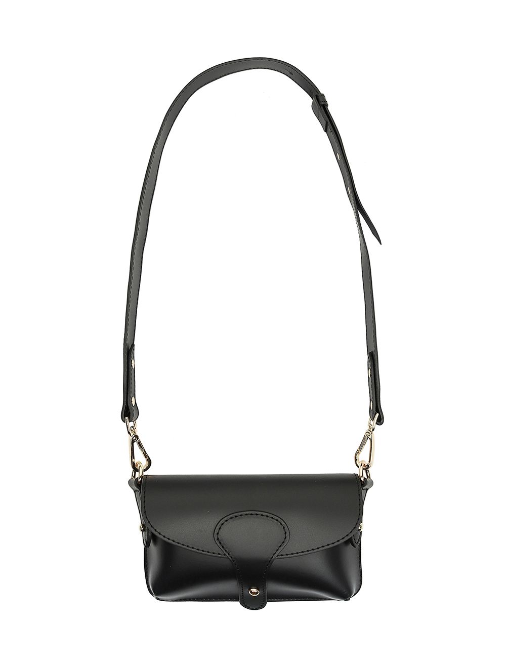 tom&eva Sac pochette banane en croûte de cuir de vachette lisse-3968-Noir