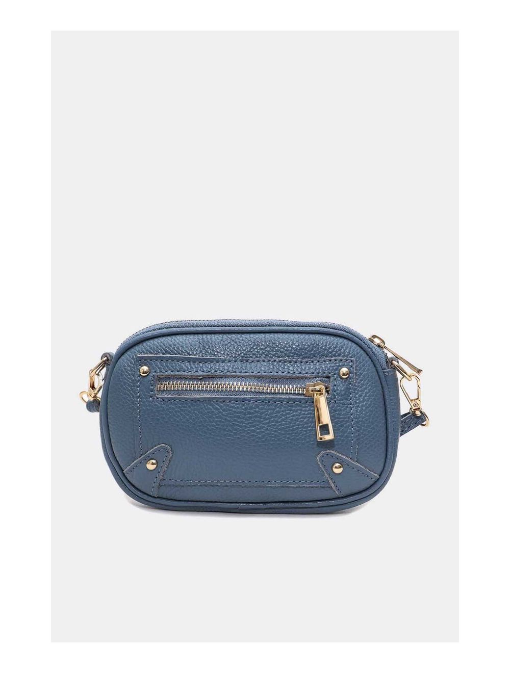 tom&eva Sac Pochette Cuir de Vachette Grainée 4160 YUMI-Bleu